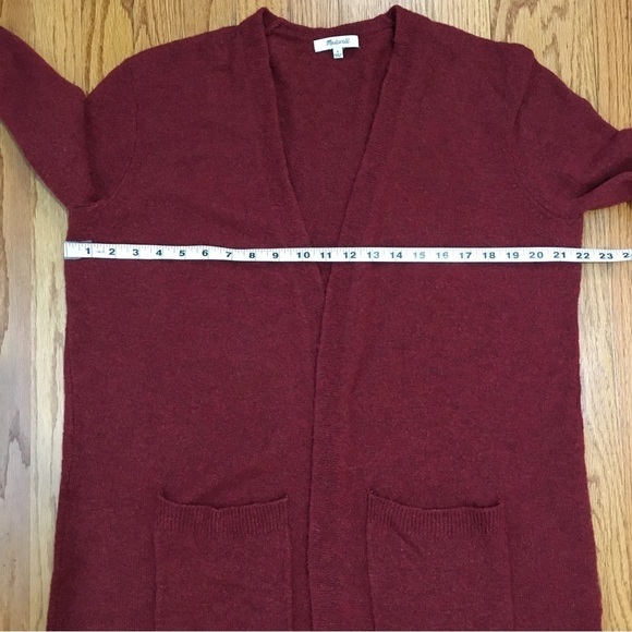 Madewell maroon merino wool blend open front relaxed Fit long knit cardigan - Picture 8 of 16